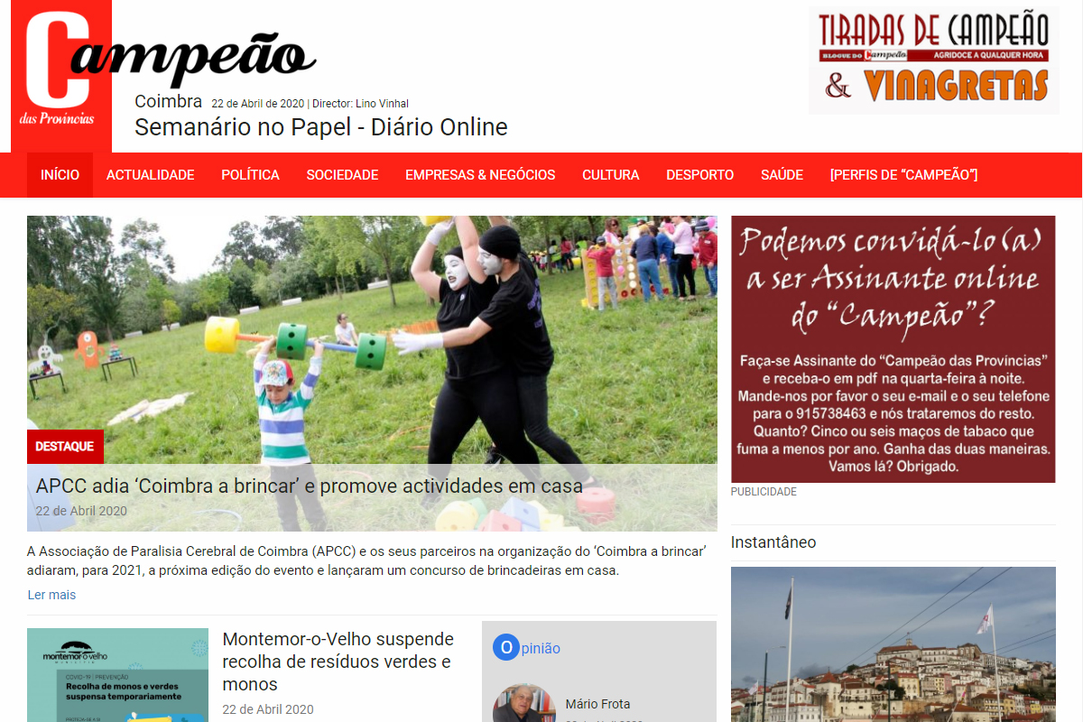 Website Jornal Campeão das Províncias